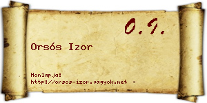Orsós Izor névjegykártya